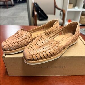 Tan Woven Leather Flats